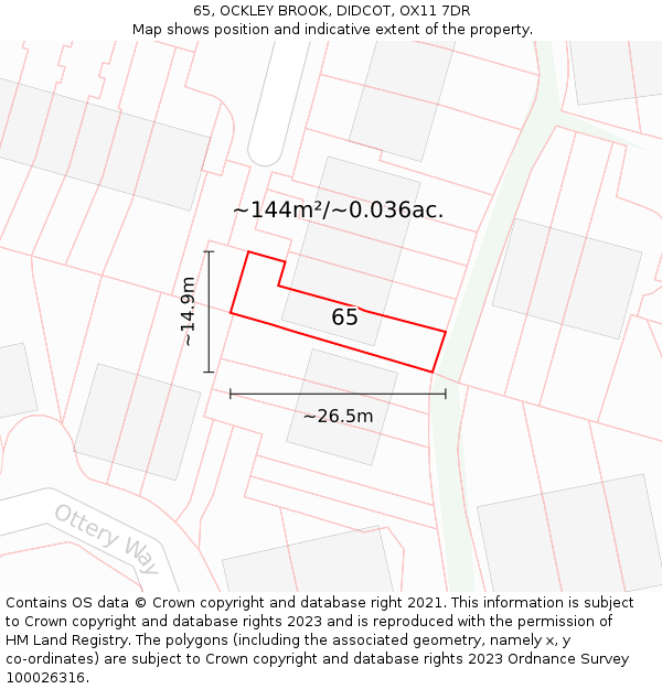 65, OCKLEY BROOK, DIDCOT, OX11 7DR: Plot and title map