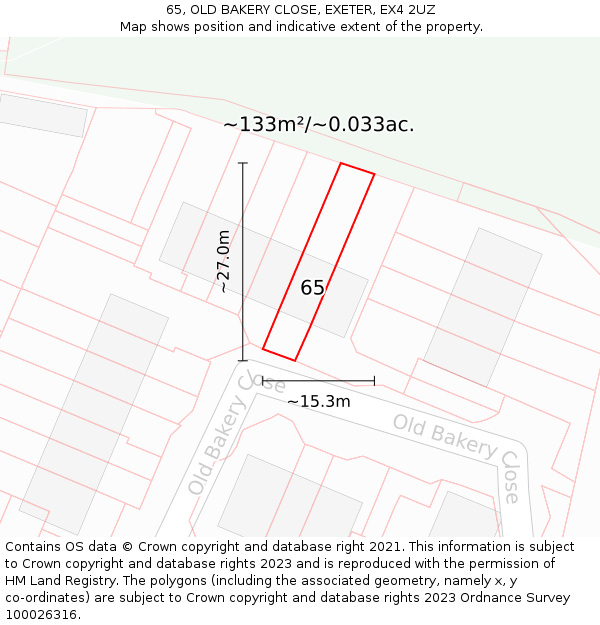 65, OLD BAKERY CLOSE, EXETER, EX4 2UZ: Plot and title map
