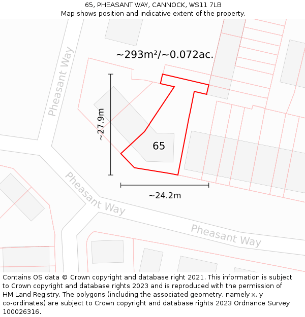 65, PHEASANT WAY, CANNOCK, WS11 7LB: Plot and title map