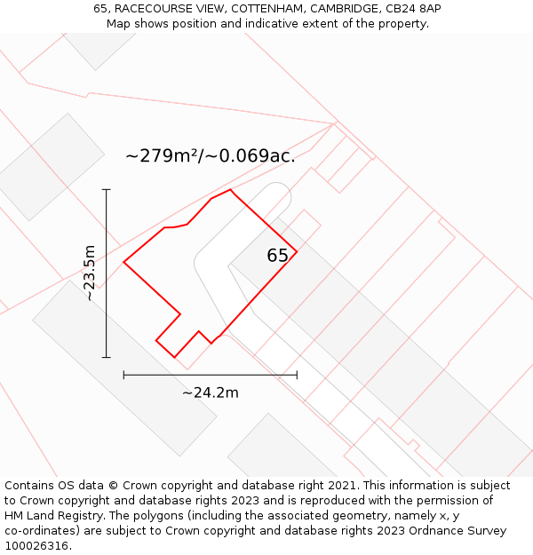 65, RACECOURSE VIEW, COTTENHAM, CAMBRIDGE, CB24 8AP: Plot and title map