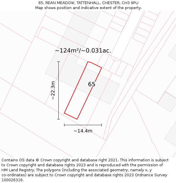 65, REAN MEADOW, TATTENHALL, CHESTER, CH3 9PU: Plot and title map