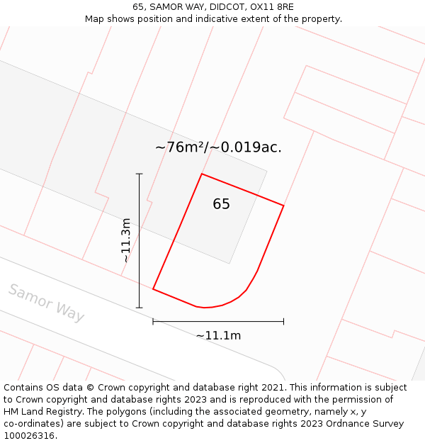 65, SAMOR WAY, DIDCOT, OX11 8RE: Plot and title map