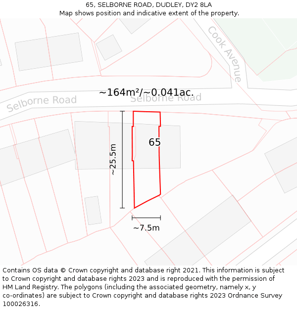 65, SELBORNE ROAD, DUDLEY, DY2 8LA: Plot and title map