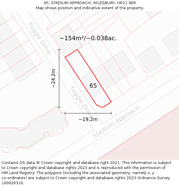 65, STADIUM APPROACH, AYLESBURY, HP21 9ER: Plot and title map