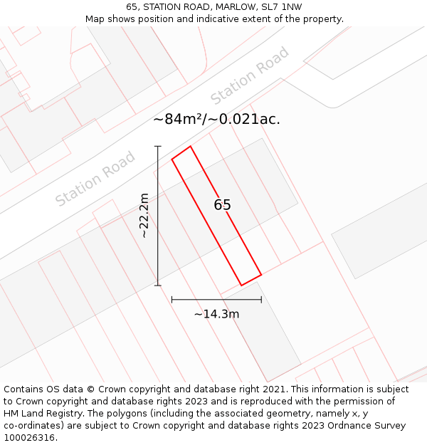 65, STATION ROAD, MARLOW, SL7 1NW: Plot and title map