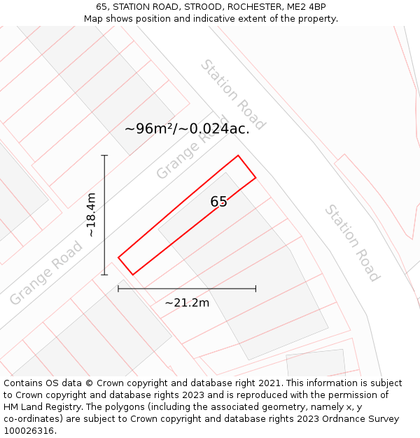 65, STATION ROAD, STROOD, ROCHESTER, ME2 4BP: Plot and title map