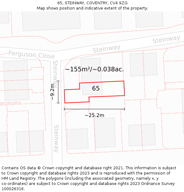 65, STEINWAY, COVENTRY, CV4 9ZG: Plot and title map
