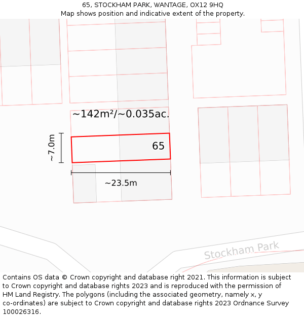 65, STOCKHAM PARK, WANTAGE, OX12 9HQ: Plot and title map