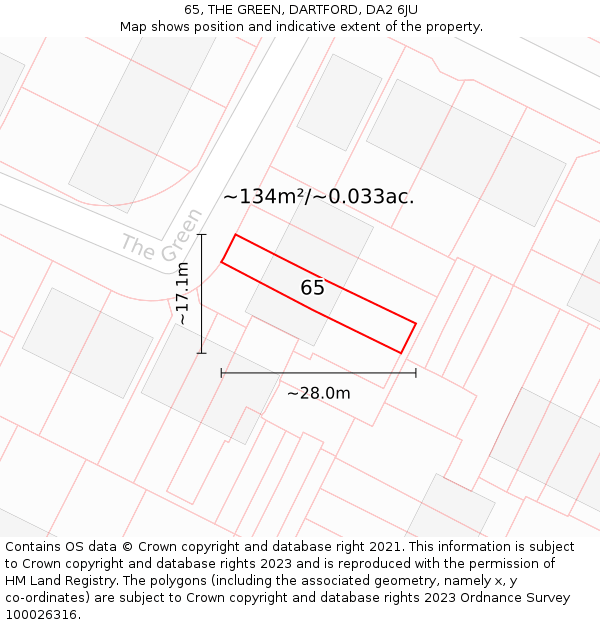65, THE GREEN, DARTFORD, DA2 6JU: Plot and title map