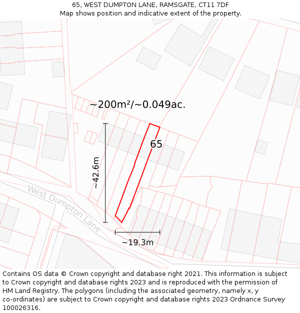 65, WEST DUMPTON LANE, RAMSGATE, CT11 7DF: Plot and title map