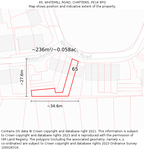 65, WHITEMILL ROAD, CHATTERIS, PE16 6PG: Plot and title map