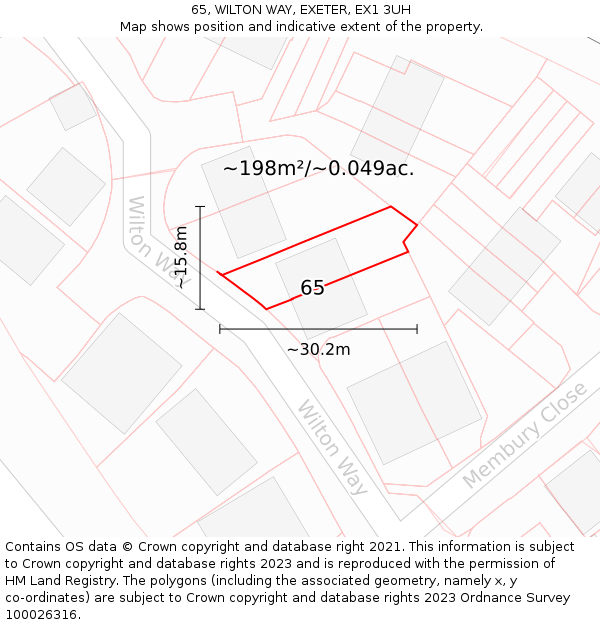 65, WILTON WAY, EXETER, EX1 3UH: Plot and title map