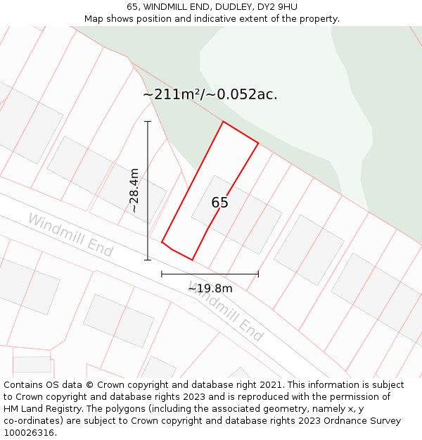 65, WINDMILL END, DUDLEY, DY2 9HU: Plot and title map