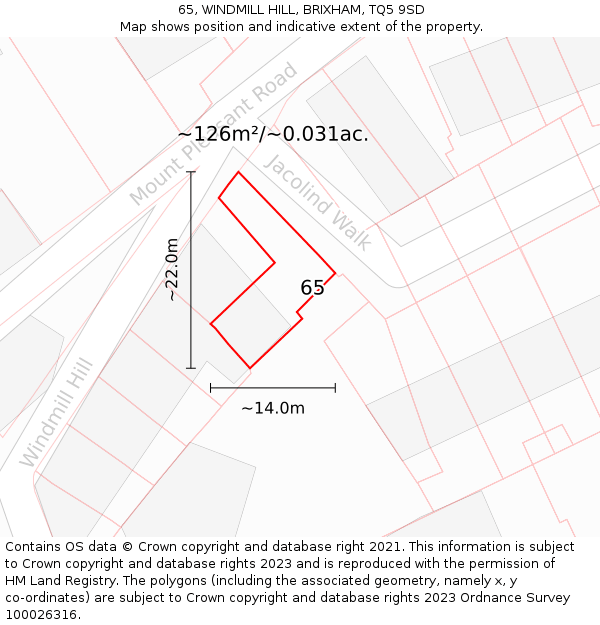 65, WINDMILL HILL, BRIXHAM, TQ5 9SD: Plot and title map