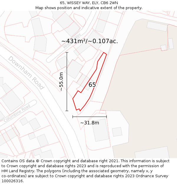 65, WISSEY WAY, ELY, CB6 2WN: Plot and title map
