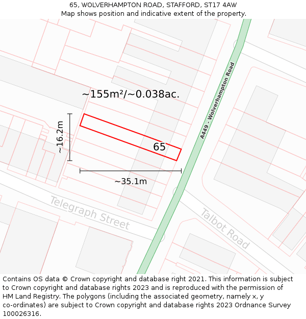 65, WOLVERHAMPTON ROAD, STAFFORD, ST17 4AW: Plot and title map