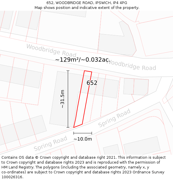 652, WOODBRIDGE ROAD, IPSWICH, IP4 4PG: Plot and title map