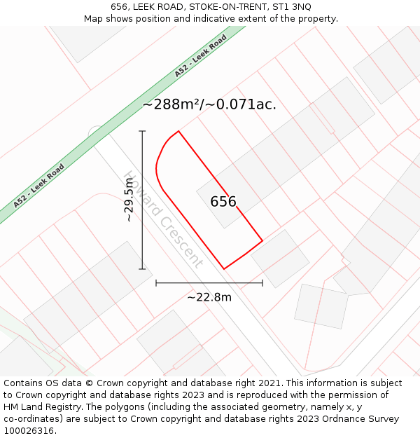 656, LEEK ROAD, STOKE-ON-TRENT, ST1 3NQ: Plot and title map