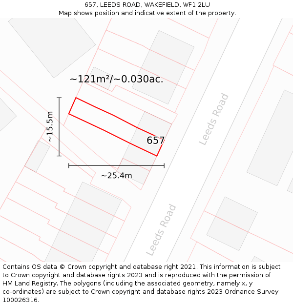 657, LEEDS ROAD, WAKEFIELD, WF1 2LU: Plot and title map