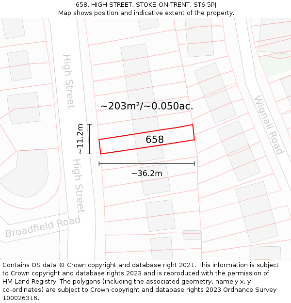 658, HIGH STREET, STOKE-ON-TRENT, ST6 5PJ: Plot and title map