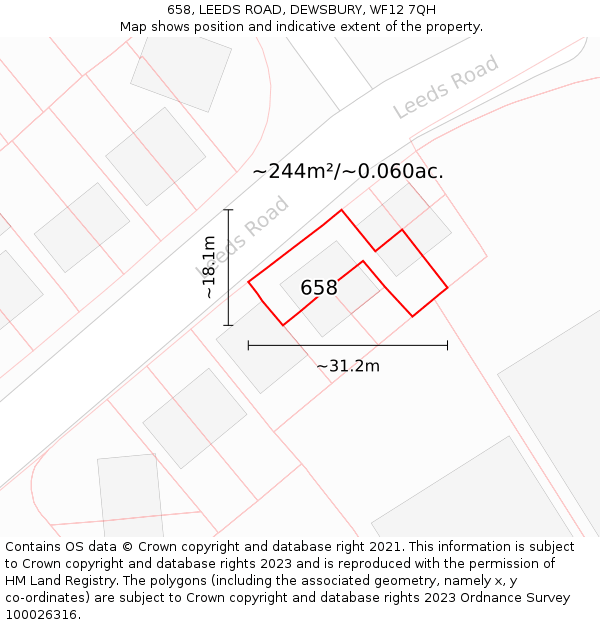 658, LEEDS ROAD, DEWSBURY, WF12 7QH: Plot and title map