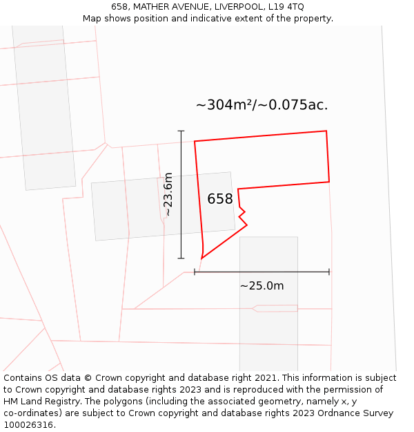658, MATHER AVENUE, LIVERPOOL, L19 4TQ: Plot and title map