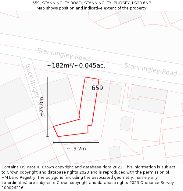 659, STANNINGLEY ROAD, STANNINGLEY, PUDSEY, LS28 6NB: Plot and title map