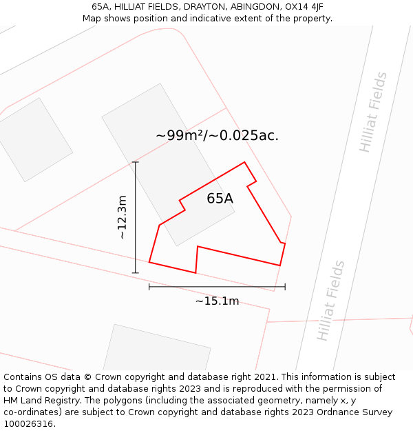 65A, HILLIAT FIELDS, DRAYTON, ABINGDON, OX14 4JF: Plot and title map