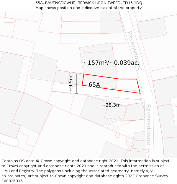 65A, RAVENSDOWNE, BERWICK-UPON-TWEED, TD15 1DQ: Plot and title map
