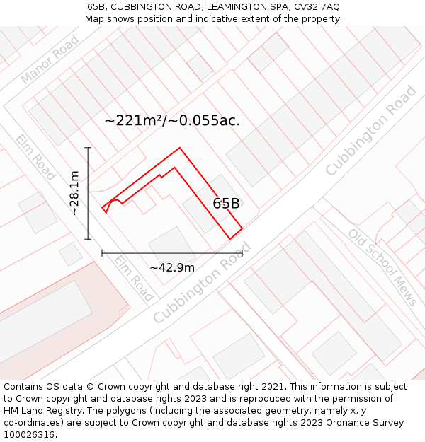 65B, CUBBINGTON ROAD, LEAMINGTON SPA, CV32 7AQ: Plot and title map