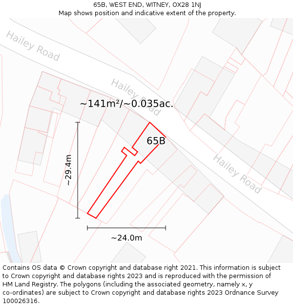 65B, WEST END, WITNEY, OX28 1NJ: Plot and title map