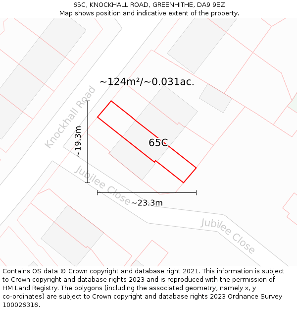 65C, KNOCKHALL ROAD, GREENHITHE, DA9 9EZ: Plot and title map