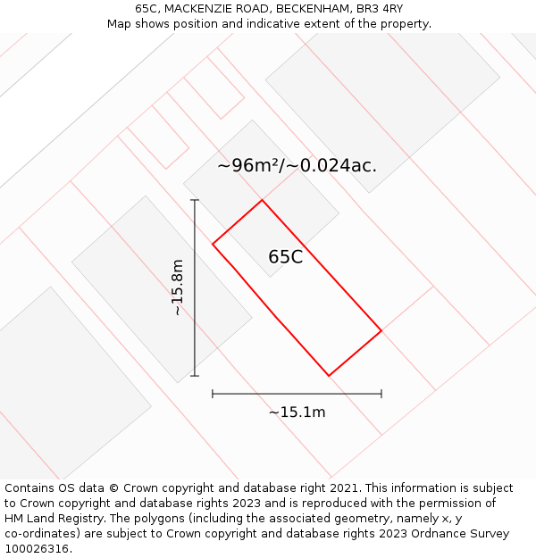 65C, MACKENZIE ROAD, BECKENHAM, BR3 4RY: Plot and title map