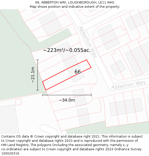 66, ABBERTON WAY, LOUGHBOROUGH, LE11 4WG: Plot and title map