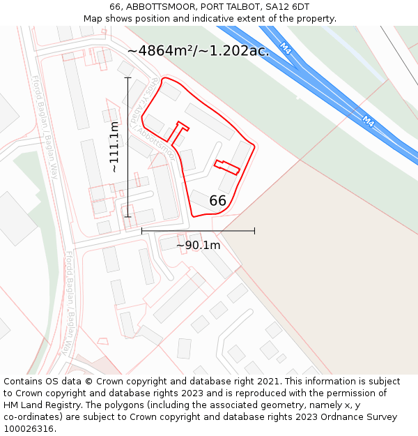 66, ABBOTTSMOOR, PORT TALBOT, SA12 6DT: Plot and title map