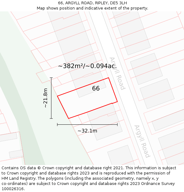 66, ARGYLL ROAD, RIPLEY, DE5 3LH: Plot and title map