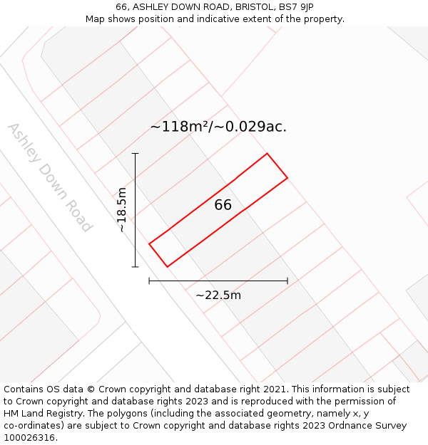 66, ASHLEY DOWN ROAD, BRISTOL, BS7 9JP: Plot and title map