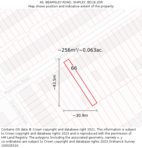 66, BEAMSLEY ROAD, SHIPLEY, BD18 2DR: Plot and title map