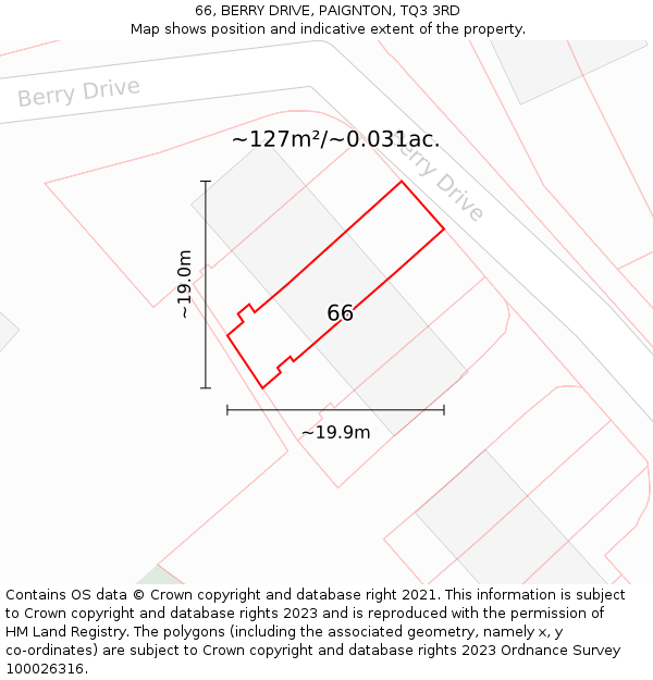 66, BERRY DRIVE, PAIGNTON, TQ3 3RD: Plot and title map