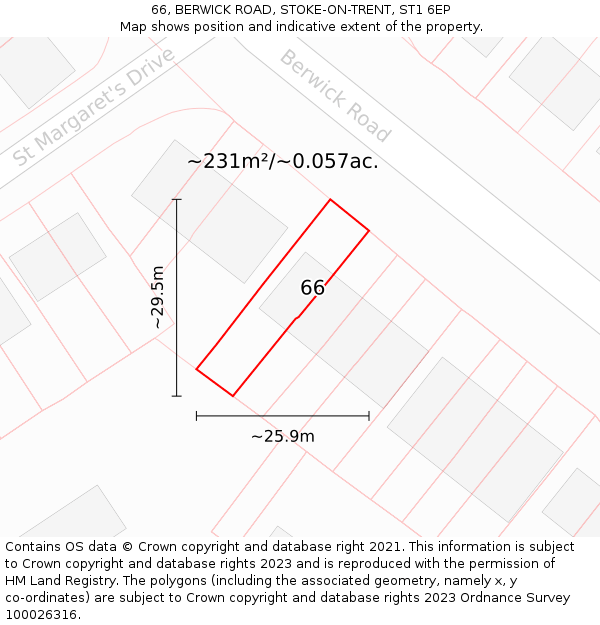 66, BERWICK ROAD, STOKE-ON-TRENT, ST1 6EP: Plot and title map