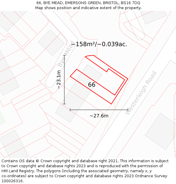 66, BYE MEAD, EMERSONS GREEN, BRISTOL, BS16 7DQ: Plot and title map