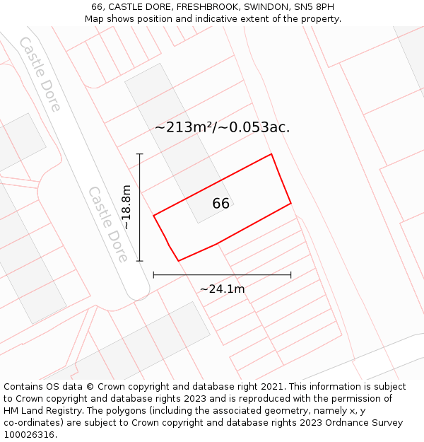 66, CASTLE DORE, FRESHBROOK, SWINDON, SN5 8PH: Plot and title map