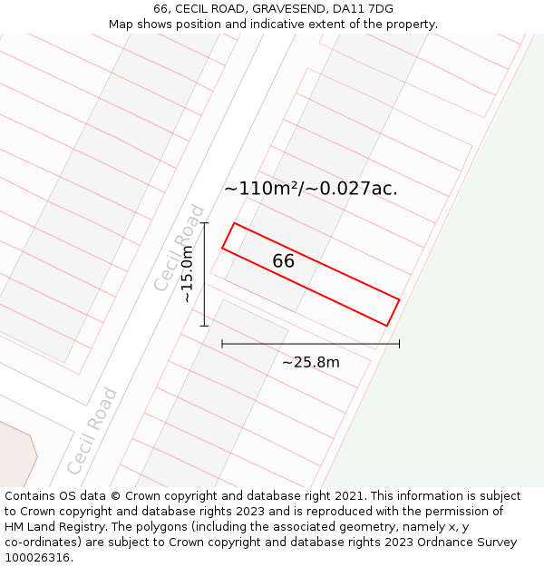 66, CECIL ROAD, GRAVESEND, DA11 7DG: Plot and title map