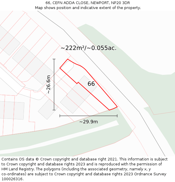 66, CEFN ADDA CLOSE, NEWPORT, NP20 3DR: Plot and title map