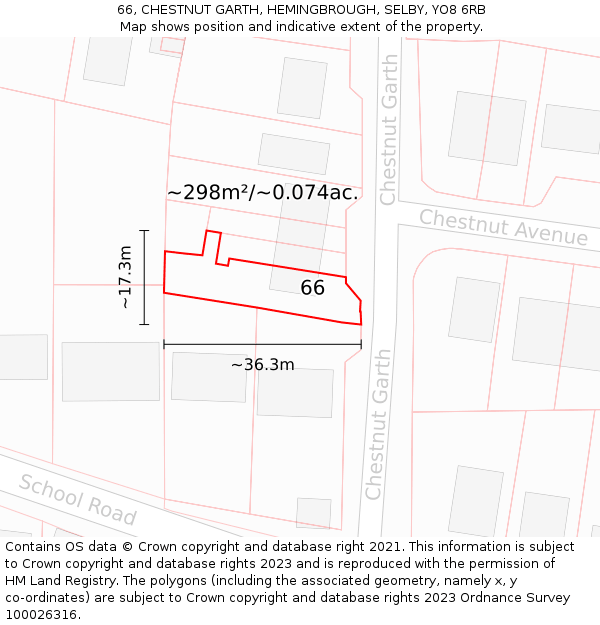 66, CHESTNUT GARTH, HEMINGBROUGH, SELBY, YO8 6RB: Plot and title map