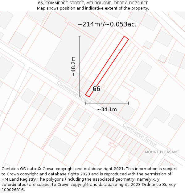 66, COMMERCE STREET, MELBOURNE, DERBY, DE73 8FT: Plot and title map