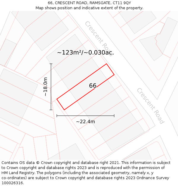 66, CRESCENT ROAD, RAMSGATE, CT11 9QY: Plot and title map