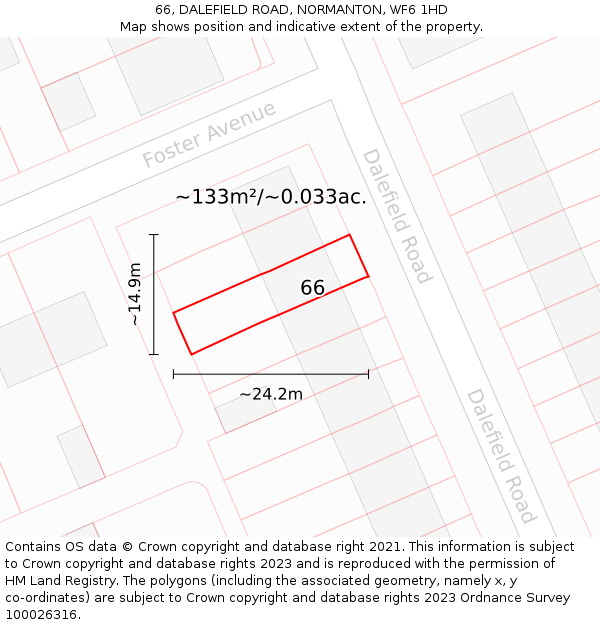 66, DALEFIELD ROAD, NORMANTON, WF6 1HD: Plot and title map