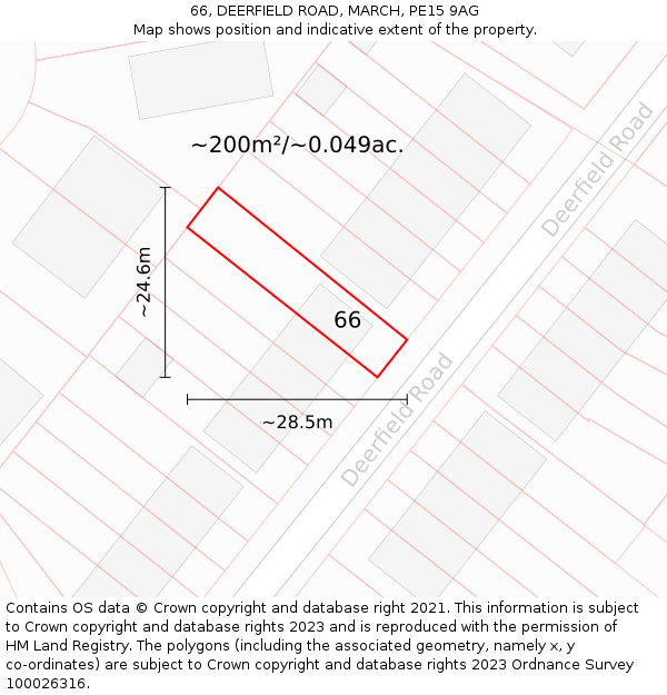 66, DEERFIELD ROAD, MARCH, PE15 9AG: Plot and title map