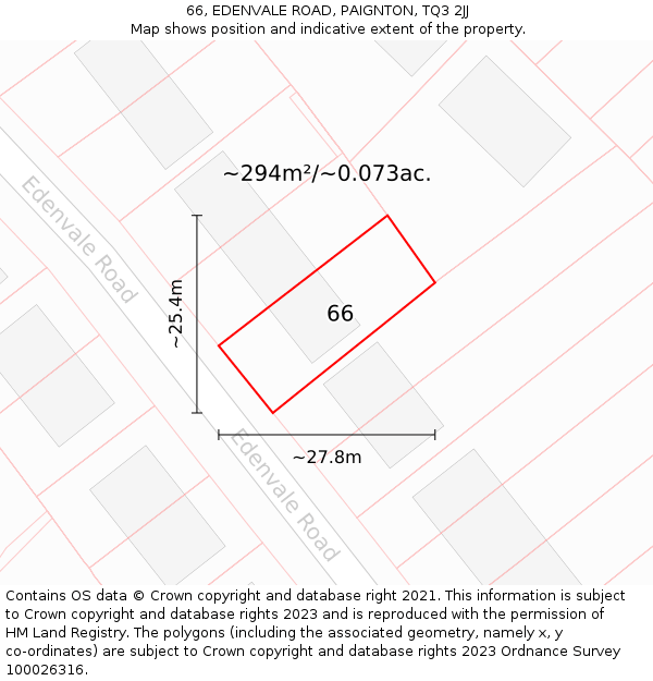 66, EDENVALE ROAD, PAIGNTON, TQ3 2JJ: Plot and title map
